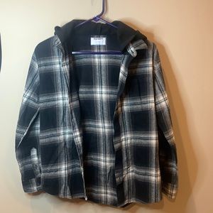 Old Navy Boys Plaid Flannel Shirt/Jacket with Hood